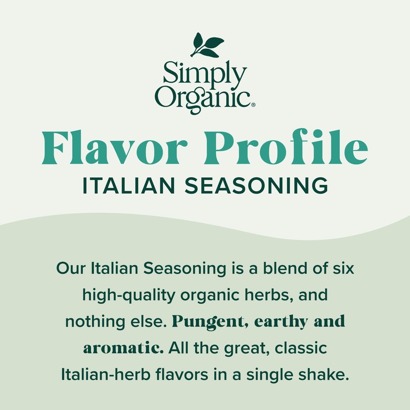 Simply Organic Italian Seasoning, 0.95 Ounce, Organic Herbs, Oregano, Majoram,