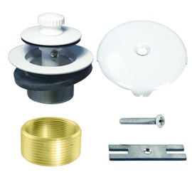 Westbrass D941K-50 1-3/8" Fine Thread Twist & Close Bathtub Drain Trim with One-Hole Overflow Faceplate, 1 Pack, Powder Coat White