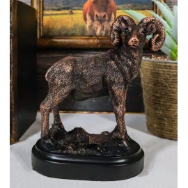 Wildlife Animal Taxidermy Bighorn Sheep Ram On Grassland Figurine With Base