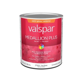 Valspar 27003 Tint Base Medallion Plus Exterior Paint & Primer, Semi-Gloss, 1 Quart