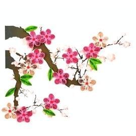 Cherry Blossom Quilling Greeting Card, 6x6" with Envelope. Any Occasion. Blank Inside. Hand-made. Suitable for Framing.
