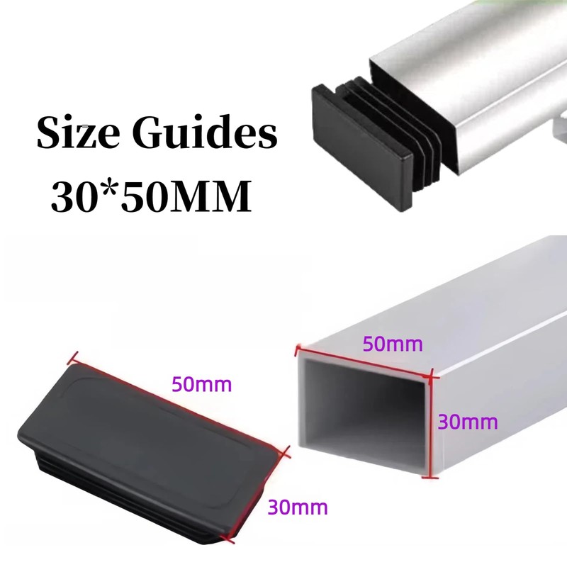 24PCS Rectangular End Caps 30 * 50mm,Black Plastic Plugs,Insert Plugs
