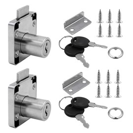 2 Alloy Drawer Locks with Keys, Includes 2 Locks and 12 Stainless Steel Screws, Cabinet Lock, Cam Lock, Suitable for Cabinets, Tables and Dressers etc.