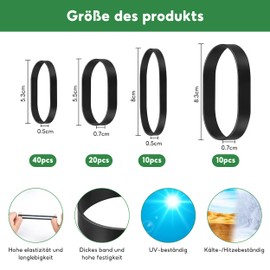 Rubber Bands, Pack of 80 Large Rubber Bands, 4 Sizes, Wide Tactical Rubber Bands, Reusable Household Rubber Ring for Office, Household, School Supplies (Black)