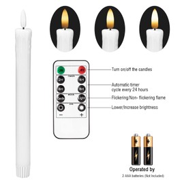 JOIONE Flameless Candles with Timer Remote, 6Pack Dripping Wax Battery Operated Candles Flickering, Electric LED Candles, Fake Candles Mother's Day Gift Christmas Wedding-White