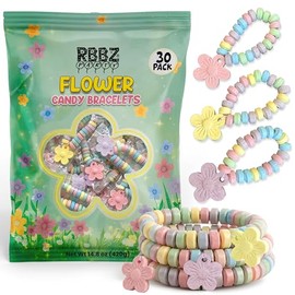 Flower Shaped Candy Bracelets – 30 Count Bulk Value Pack, Individually Wrapped Suckers – Cute Fun Summer Themed Favors – Birthday Treats – Spring Party Favors – Goodie Bag Stuffers for Kids – Pinata Filler