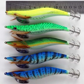 No. 4.0 A20egi40h5XGB Rattle Set of 5 Yellow/Green/Blue Color Set of 5 Luminous Squid Fishing Eggs Bait Trees