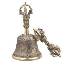 Yibuy Medium Size 78mm Diameter Golden Brass Tibetan Hand Bell Meditation & Prayer Belzvala