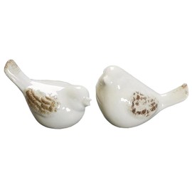 ALHBEJT Small Birds Statues White Ceramic Home Decor Modern Style Decorative Ornaments Animal Figurines for Living Room Bedroom Home Office Cabinets (2Pcs White)