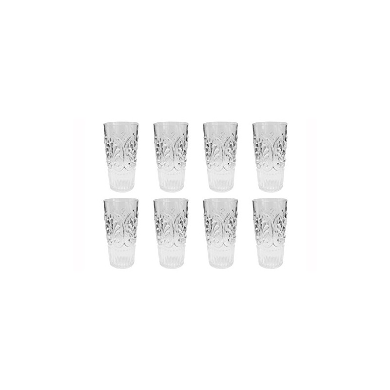 Le Cadeaux Set of 8-21 Ounces Clear Fleur Drinkware