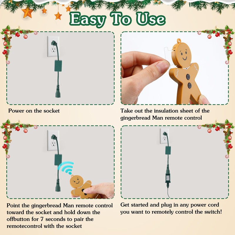 Enhon Wireless Remote Switch for Christmas Tree Lights, Works Up