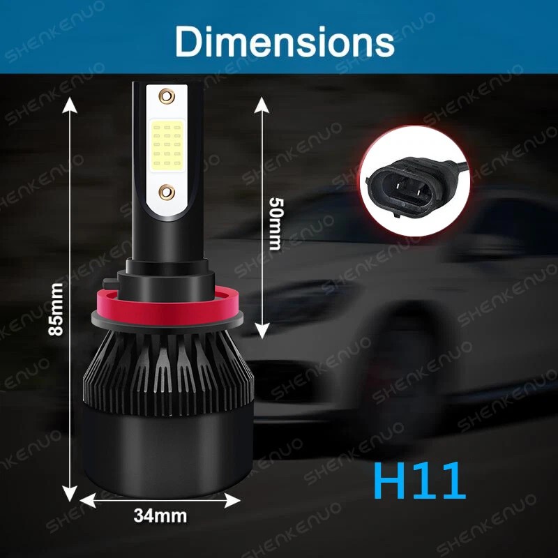 SHENKENUO 6x Ice Blue LED Headlight Fog Light Bulbs For