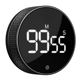 BlueSnail Kitchen Timer with LED Digital Display Smart Efficana for Home Classroom Gym Office, Volume and Brightness Adjustable Productivity Timer (All Black)
