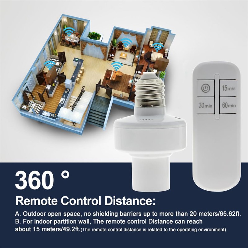 SZXJY Remote Control Light Socket with 15 30 60 Minute