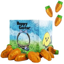 The Dreidel Company Easter Chocolate Eggs, Multicolored Foil Wrapped Milk Chocolate In Easter Egg Gift-Box (Half-Pound, Easter Carrots)