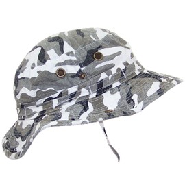 MG Camouflage Ripstop Floppy/Bucket Summer Hat W/Snap Up Sides & Chin Strap - City Camo Extra Large