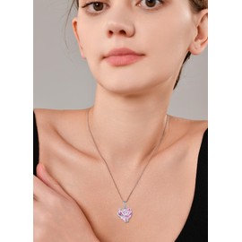 YL Herz Halskette 925 Sterling Silber Schmetterling Anhänger Kette Oktober Geburtsstein Rosa Turmaline Halskette Schmuckgeschenke für Damen Mutter Freundin Frau