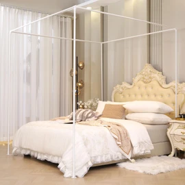 AIKASY California King Size Canopy Bed Frame with Thickened Metal Poles, Four Corner Brackets, and Outer Support, Compatible with Metal and Wood Frames for Bedroom Decor