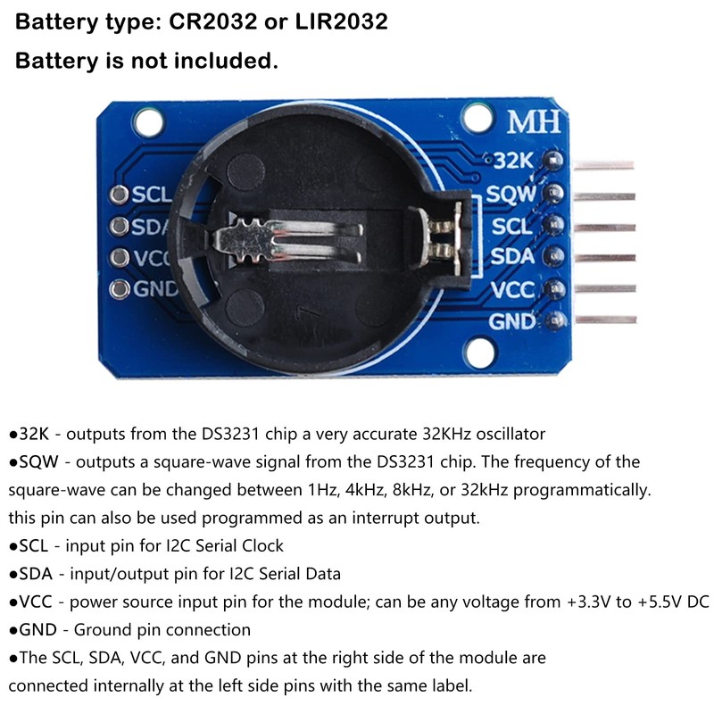 Wishiot DS3231 AT24C32 IIC RTC Real Time Clock Module for