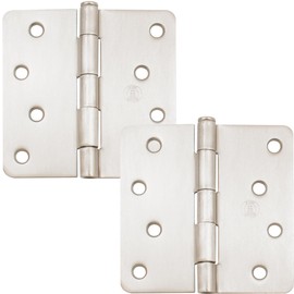 Stone Harbor Hardware 4" Door Hinges, 1/4" Radius Corner, Satin Nickel, 2-Pack