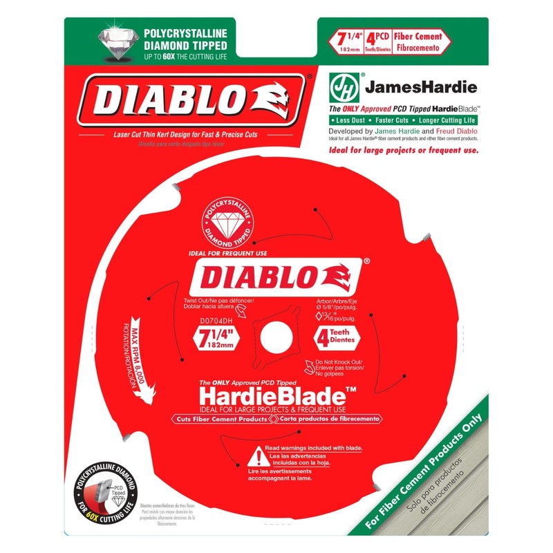 Diablo PCD Fiber Cement HardieBlade with Non-Stick Perma-Shield Coating -