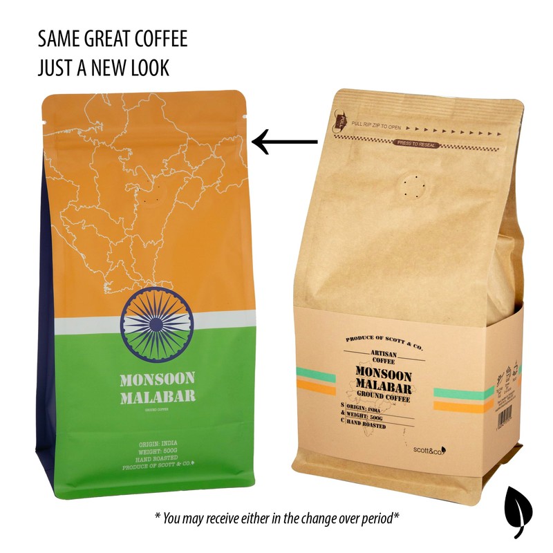 Monsoon Malabar Ground Coffee. Dark Roast Ground Coffee, Single Origin.