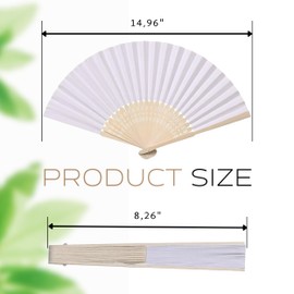 YARRD White Hand Held Fan Folding – Hand Fans for Women Ladies Folding Fans for Girls Folding Fan Foldable Bamboo Fan Silk Fan Hand Fan Folding Hand Fans for Wedding Fan Hand Fans Foldable for Décor