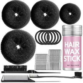 Kit para hacer moños tipo donut, color negro.