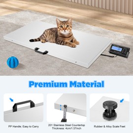 SNKOURIN 500kg/1100Lbs Digital Livestock Scale, 103x53cm Large Stainless Steel Platform Heavy Duty Vet Animal Scale for Animal Dog Pig Cat Goat Cattle Sheep, Silvery