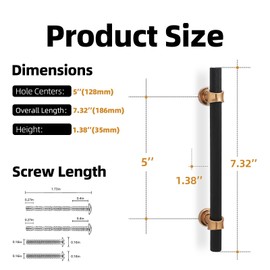 KOMOTIA 10 Pack 5 Inch Cabinet Pulls knurled Matte Black and Champagne Bronze Kitchen Cabinet Handles Aluminum and Zinc Alloy Drawer Pulls Solid Cabinet Hardware