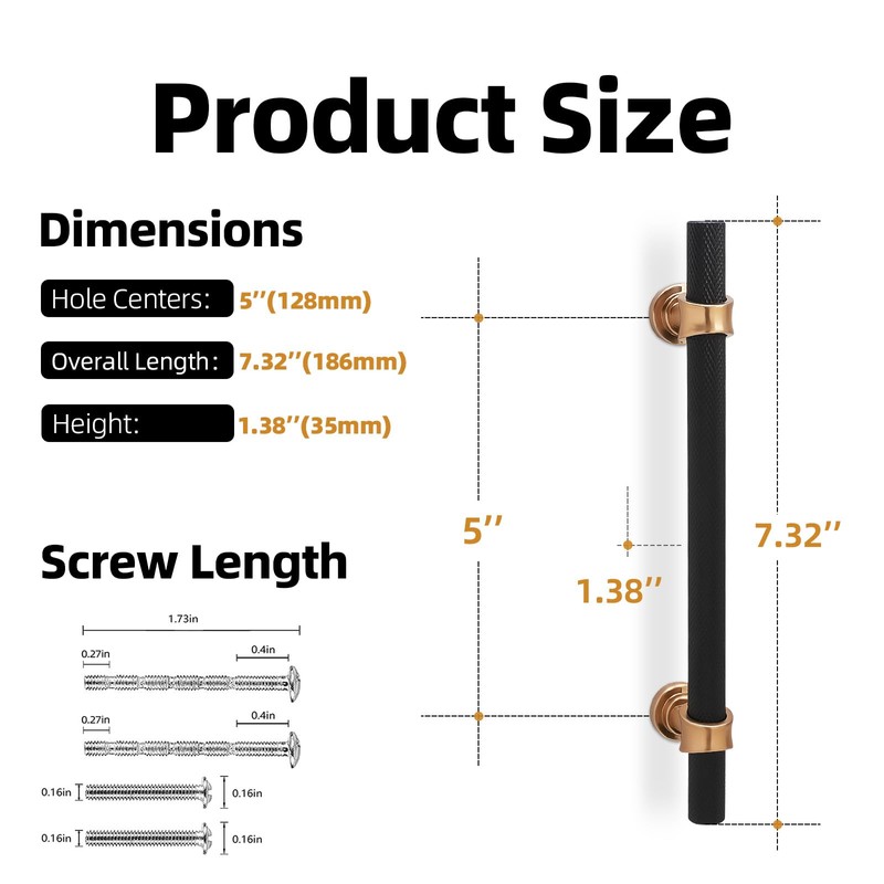KOMOTIA 10 Pack 5 Inch Cabinet Pulls knurled Matte Black