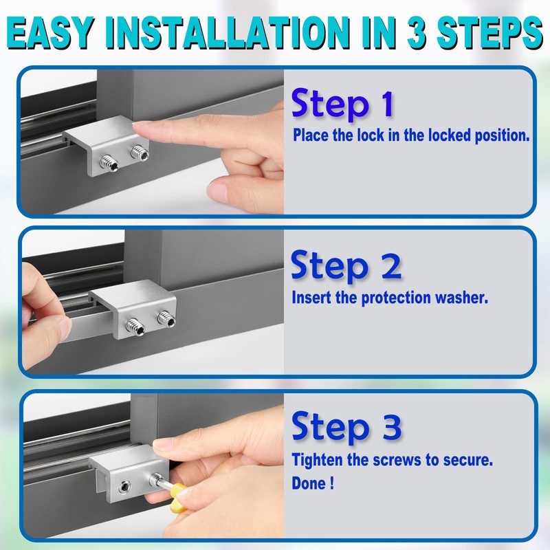 Window Locks for Sliding Windows(6 Sets)-Sliding Window Security Lock with