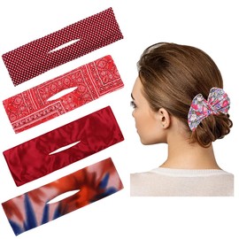 4Pcs Magic Donut Hair Bun Maker for Women, Red Deft Bun for Hair Bands French Twist Hair Clip to Twist Bun (Red)