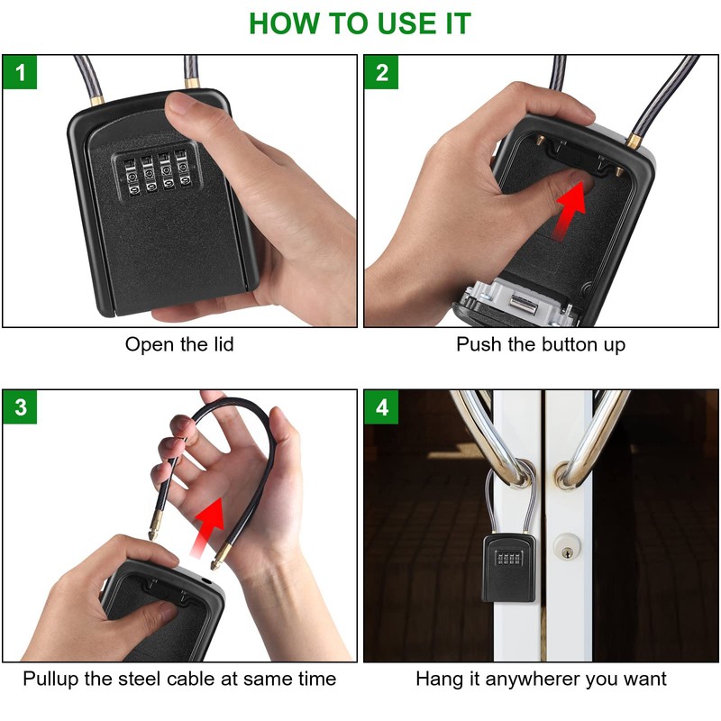 Key Lock Box, [New Version] [Flexible Rope] Diyife Portable Outdoor