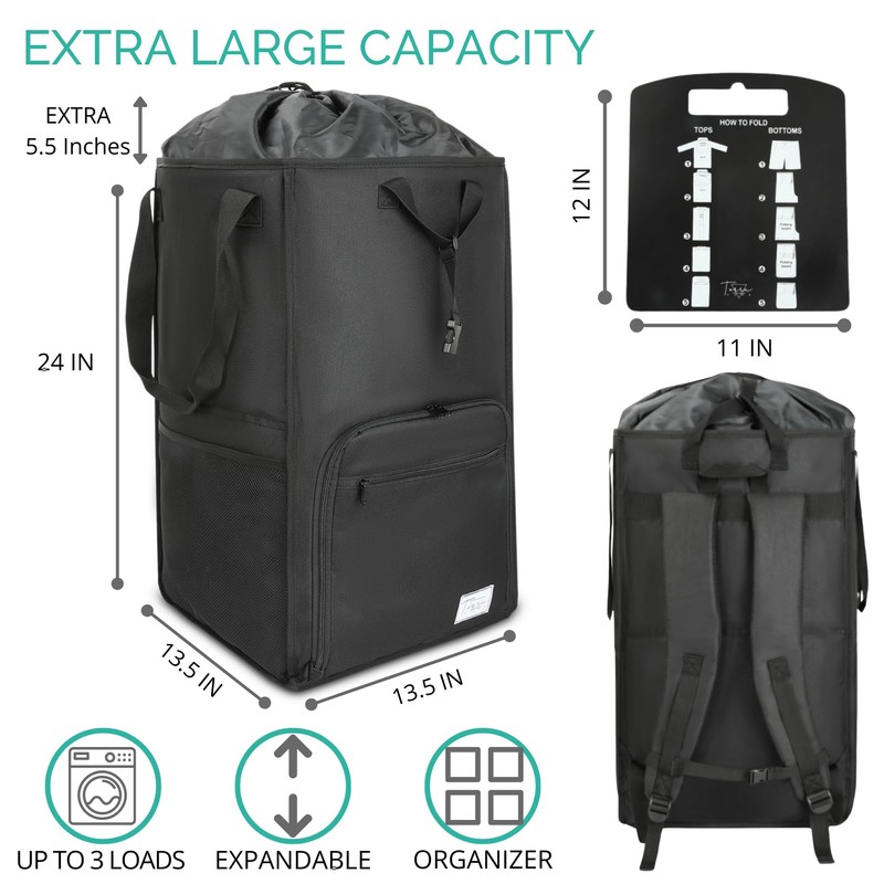 Terra Home College Essentials Travel Size Laundry Backpack - Portable,