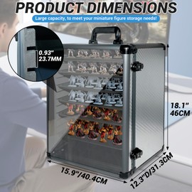 ORKELS Miniatures Storage Case with Metal Trays, Clear Display Transport Case with Lock, Aluminum Alloy Frame Organizer for Mini Action Figures, Collectibles (Large-18.1''Hx15.9''Wx12.3''D)