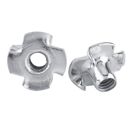 Eujgoov 4 Prong Zinc Plated Carbon Steel T Nuts for Woodworking Furniture (50pcs/pack)(M6)