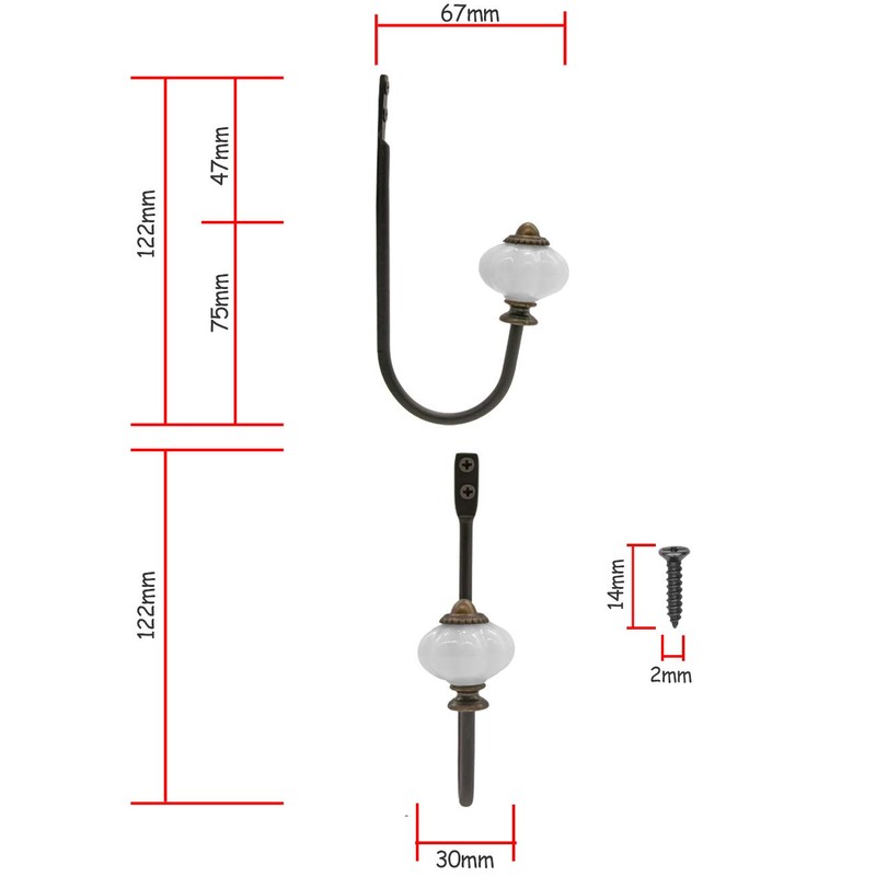 Fuxxer® Antique Coat Hooks Towel Hooks Ceramic & Brass Design