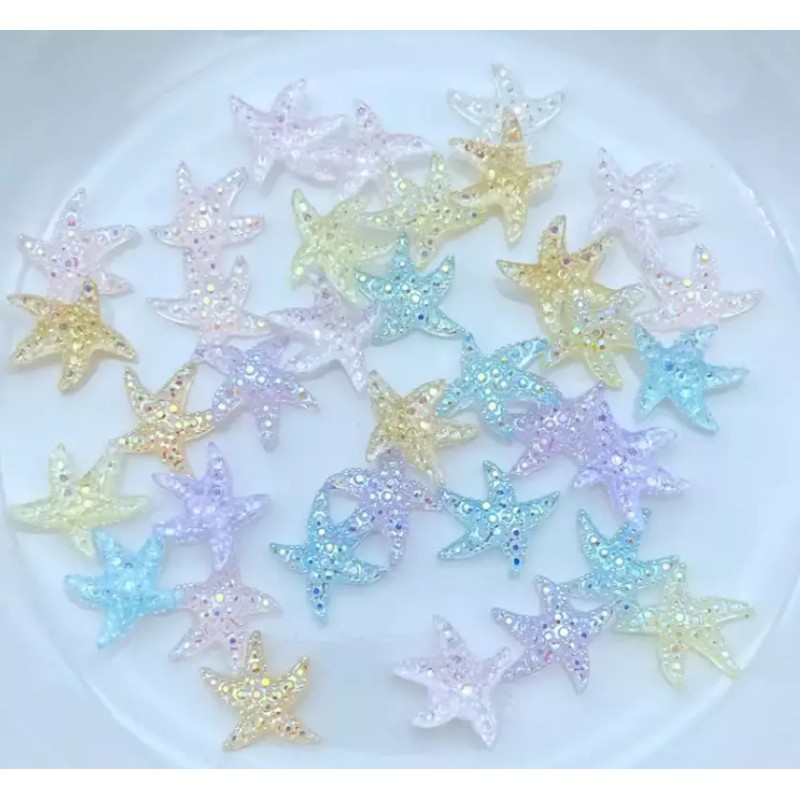 30 Pcs Miniature Starfish Resin Figurines Cabochon Hair Accessories &