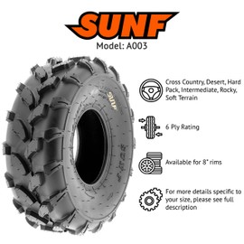 SunF 18x7-8 18x7x8 Mud Sand ATV UTV Muddy Sandy Tire 6 PR Tubeless - A003