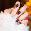 Press On Nails, Gradient Black to Gray Ombre with Star