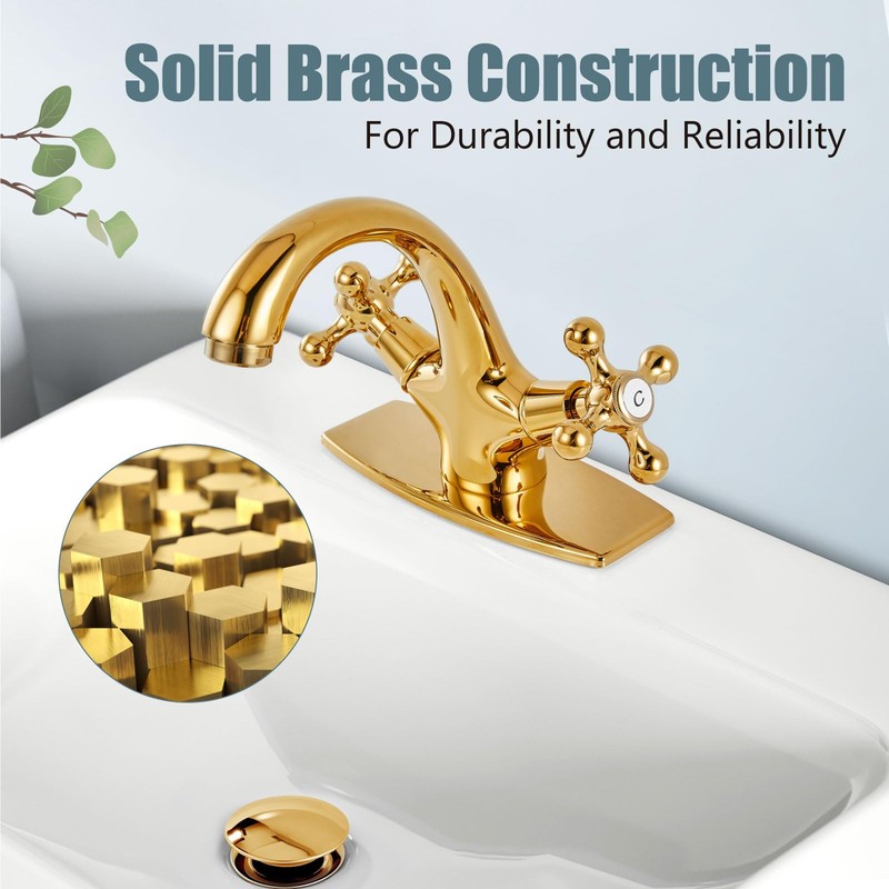 Aolemi Bathroom Sink Faucet Single Hole Cold and Hot Double