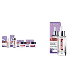 LOREAL PARIS Kit Ácido Hialurónico serum serum ojos crema dia crema noche, Blanco, 4 unidad  LOreal Paris Serum Facial Anti Arrugas Acido Hialuronico 