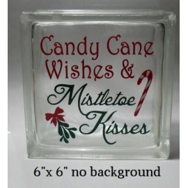 holidaydecals4u Candy Cane Wishes Christmas decal sticker for DIY 8" glass block