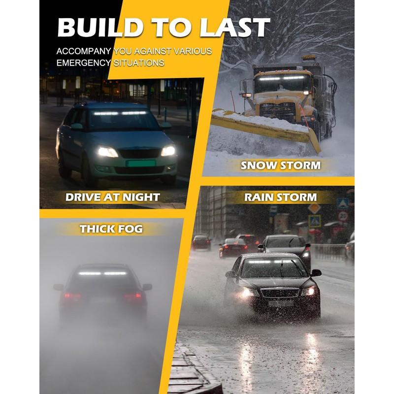 HLauto 604N Emergency Dash Strobe Lights: 2x16.8 inch White Security