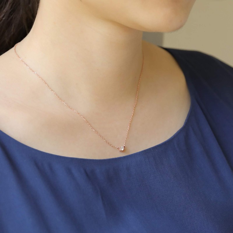 The Kiss BD-SN701 Silver Necklace, Birthstone, Simple, Women's Gift, Pink