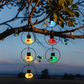 Headak Life 6 Pack Solar Hummingbird Feeders for Outdoors,Solar Hanging Lights Waterproof,Glass Hummingbird Feeder Individual or Chain Hanging,Garden Decor for Outside(Frosted Clear)