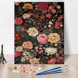 TUMOVO Paint by Numbers for Adults Flowers, Vibrant Floral Paint by Number, Adult Paint by Number Kits on Canvas, Flower Adults' Paint-by-Number Kits, DIY Painting Kits for Adult, 16 x20 Inch