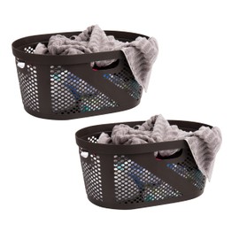 Mind Reader Basket Collection, Laundry Basket, 40 Liter (10kg/22lbs) Capacity, Cut Out Handles, Ventilated, Set of 2, 23"L x 14.5"W x 10.5"H, Brown