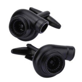 Mini Turbo Cufflinks in Matte Black, Unique Gift for Car Enthusiasts and Motorsport Fans